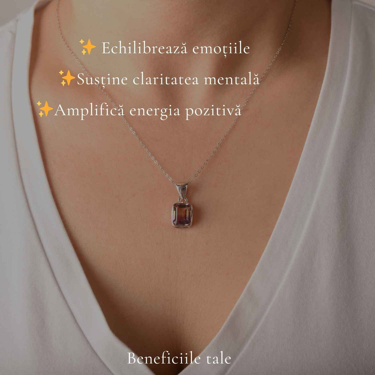 Colier Ametrin Dreptunghi din Argint 925 – Claritate Mentala si Echilibru Interior