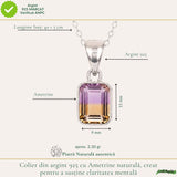 Colier Ametrin Dreptunghi din Argint 925 – Claritate Mentala si Echilibru Interior