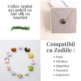 Colier Ametist Brut din Argint 925 Placat cu Aur 18K - Claritate Mentala si Liniste Interioara