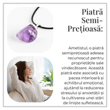 Colier cu Piatra Rulata de Ametist Natural - Calm si Protectie Spirituala