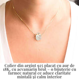 Calm Interior si Comunicare Clara - Colier din Argint 925 Placat cu Aur 18K cu Acvamarin