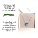 Calm Interior si Comunicare Clara - Colier din Argint 925 Placat cu Aur 18K cu Acvamarin