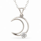 Colier Semiluna cu diamant Moissanit din Argint 925 – Feminitate si Stralucire Mistica