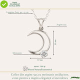 Colier Semiluna cu diamant Moissanit din Argint 925 – Feminitate si Stralucire Mistica