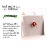 Inel Ajustabil Argint 925 cu Carneol Oval - Energie si Curaj Zilnic