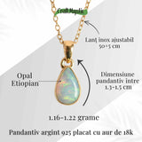 Colier Argint 925 Aur 18K cu Opal Etiopian Lacrima 1.09-1.37 gr- Intuitie si Claritate