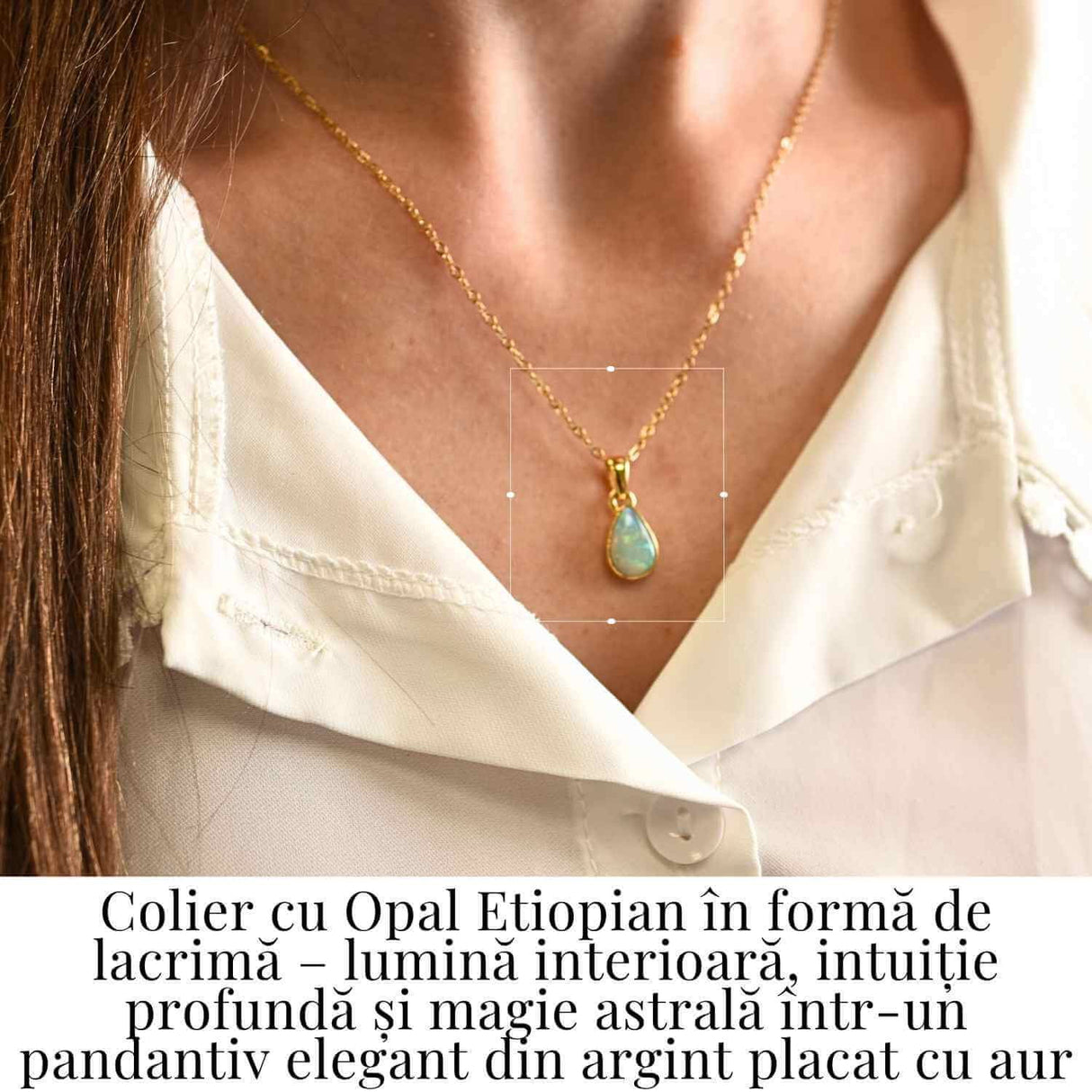 Colier Argint 925 Aur 18K cu Opal Etiopian Lacrima 1.09-1.37 gr- Intuitie si Claritate