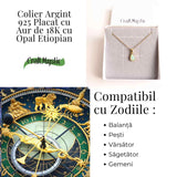 Colier Argint 925 Aur 18K cu Opal Etiopian Lacrima 1.09-1.37 gr- Intuitie si Claritate