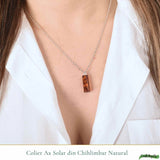 Colier argint 925 cilindru cu chihlimbar natural - Energie solara si claritate