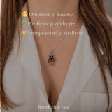 Colier argint 925 Bufnita 3 culori cu chihlimbar natural - Claritate si energie