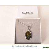 Colier Argint 925 cu Chihlimbar Verde Natural Oval - Energie Calda si Echilibru