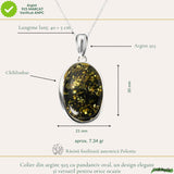 Colier Argint 925 cu Chihlimbar Verde Natural Oval - Energie Calda si Echilibru