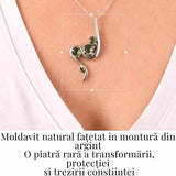 Colier Argint 925 rodiat cu Moldavit natural fatetat 3.4 g - trezirea constiintei si transformare interioara