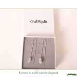 Cercei Argint 925 cu Acvamarin Brut si Lant – Calm Interior si Eleganta Naturala