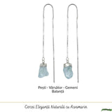 Cercei Argint 925 cu Acvamarin Brut si Lant – Calm Interior si Eleganta Naturala