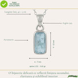 Colier Argint 925 cu Acvamarin Dreptunghi Fatetat – Claritate si Calm Interior