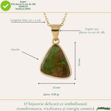 Colier Argint 925 Placat Aur 18K cu Amolit Natural Triunghi – Energie si Prosperitate
