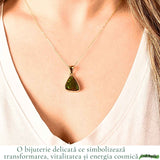 Colier Argint 925 Placat Aur 18K cu Amolit Natural Triunghi – Energie si Prosperitate