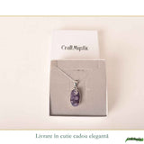Colier Argint 925 cu Agat Strugure Natural Oval – Calm, Intuiție si Echilibru