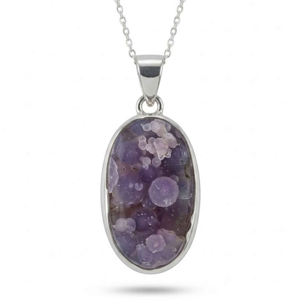 Colier Argint 925 cu Agat Strugure Natural Oval – Calm, Intuiție si Echilibru