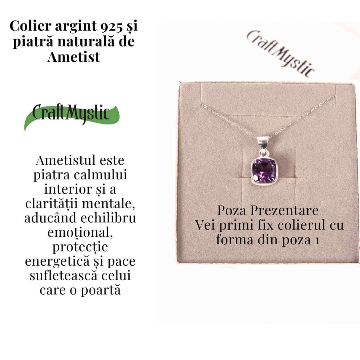 Colier Argint 925 cu Ametist Fatetat Oval - Claritate, Echilibru si Protectie Energetica