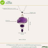 Colier Argint 925 cu Triplu Ametist – Liniste, Protectie si Claritate