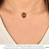 Colier argint 925 cu cuart fumuriu lacrima – protectie ai echilibru emotional