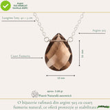 Colier argint 925 cu cuart fumuriu lacrima – protectie ai echilibru emotional