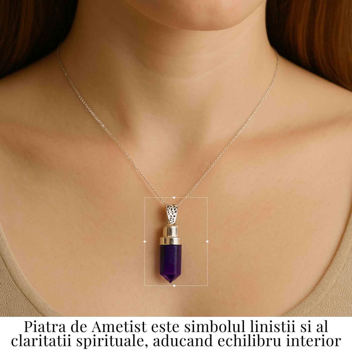 Colier Argint 925 cu Ametist Natural - Claritate, Liniste si Protectie Spirituala