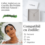 Colier Argint 925 cu Peridot Natural in Forma de Cruce - Armonie Interioara si Protectie Divina