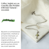 Colier Argint 925 cu Peridot Natural in Forma de Cruce - Armonie Interioara si Protectie Divina