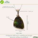 Colier Argint 925 cu Amolit Natural Neregulat – Prosperitate, Energie si Transformare