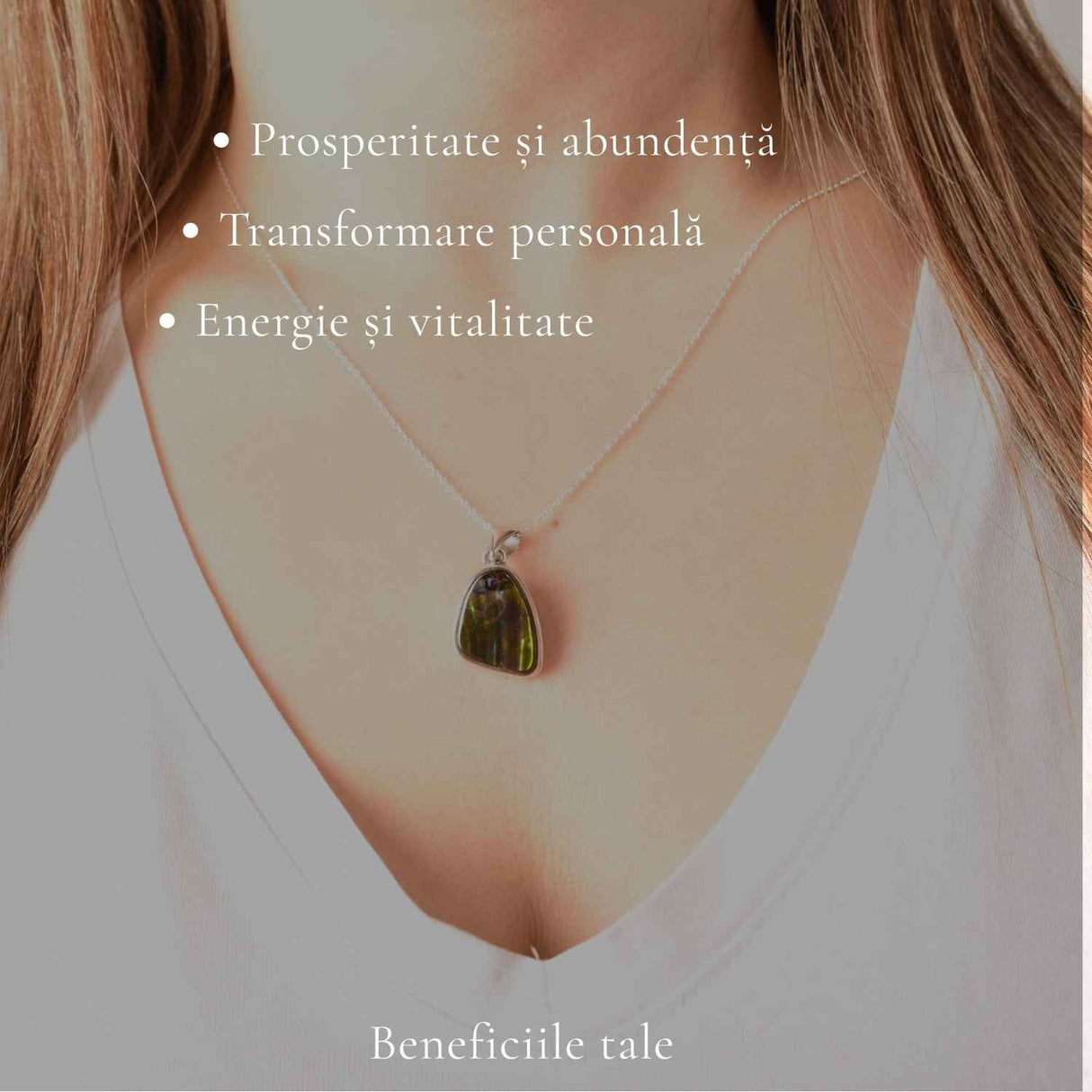 Colier Argint 925 cu Amolit Natural Neregulat – Prosperitate, Energie si Transformare
