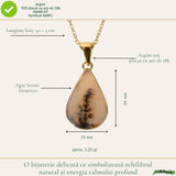 Colier Argint 925 Placat Aur 18K cu Agat Scenic Dendritic Natural – Echilibru si Conexiune cu Natura