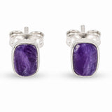 Cercei Argint 925 cu Charoite Natural Dreptunghiular – Intuitie si Eleganta