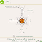 Colier Argint 925 cu Chihlimbar Steaua lui David – Protectie si Echilibru Spiritual
