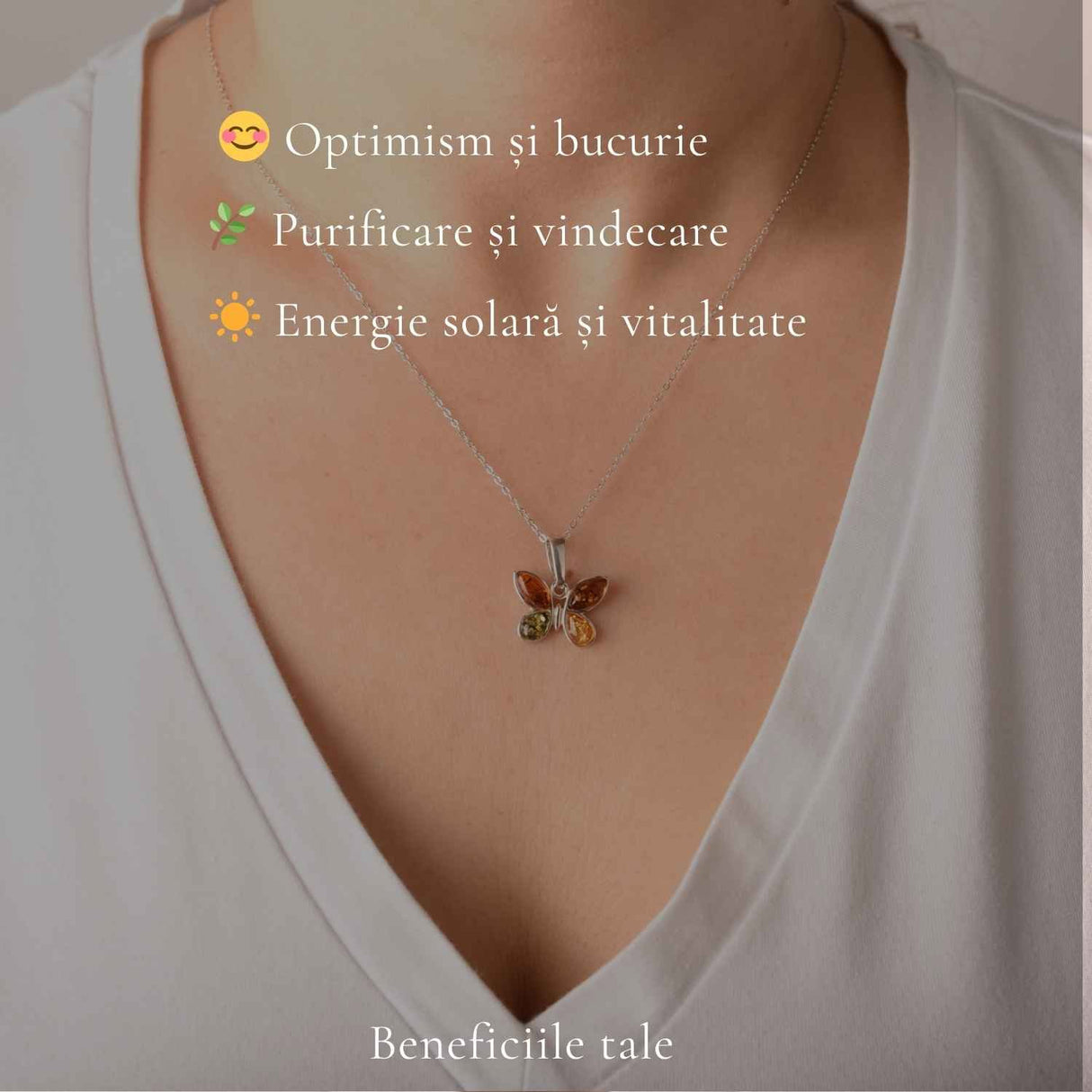 Colier Argint 925 cu Chihlimbar Fluture – Feminitate si Energie Pozitiva