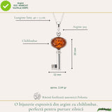 Colier Argint 925 cu Chihlimbar Cheie – Energie Pozitiva si Noi Inceputuri