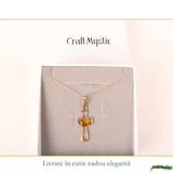 Colier Argint 925 cu Chihlimbar Cruce – Energie Pozitiva si Protectie