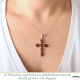 Colier Argint 925 cu Chihlimbar Cruce – Protectie si Energie Pozitiva