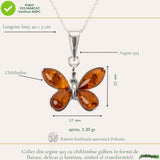 Colier Argint 925 cu Fluture din Chihlimbar Natural - Transformare si Energie Luminoasa