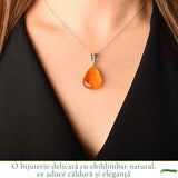 Colier cu Chihlimbar Natural in Forma de Lacrima si Lant din Argint 925 – Caldura si Energie Pozitiva
