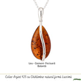 Colier Argint 925 cu Chihlimbar Lacrima – Protectie, Caldura si Eleganta Naturala