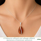 Colier Argint 925 cu Chihlimbar Lacrima – Protectie, Caldura si Eleganta Naturala