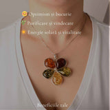 Colier Argint 925 cu Chihlimbar Floare – Feminitate si Energie Solara