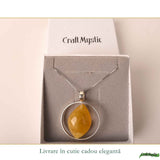 Colier Argint 925 cu Chihlimbar Frunza – Energie Naturala si Eleganta Organica