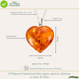 Colier Argint 925 cu Chihlimbar Inima – Iubire, Caldura si Feminitate