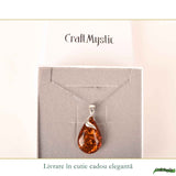 Colier Argint 925 cu Chihlimbar Lacrima – Caldura, Protectie si Echilibru