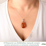 Colier Argint 925 cu Chihlimbar Lacrima – Caldura, Protectie si Echilibru