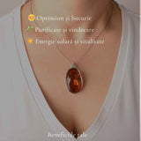 Colier Argint 925 Oval cu Chihlimbar – Armonie si Energie Pozitiva